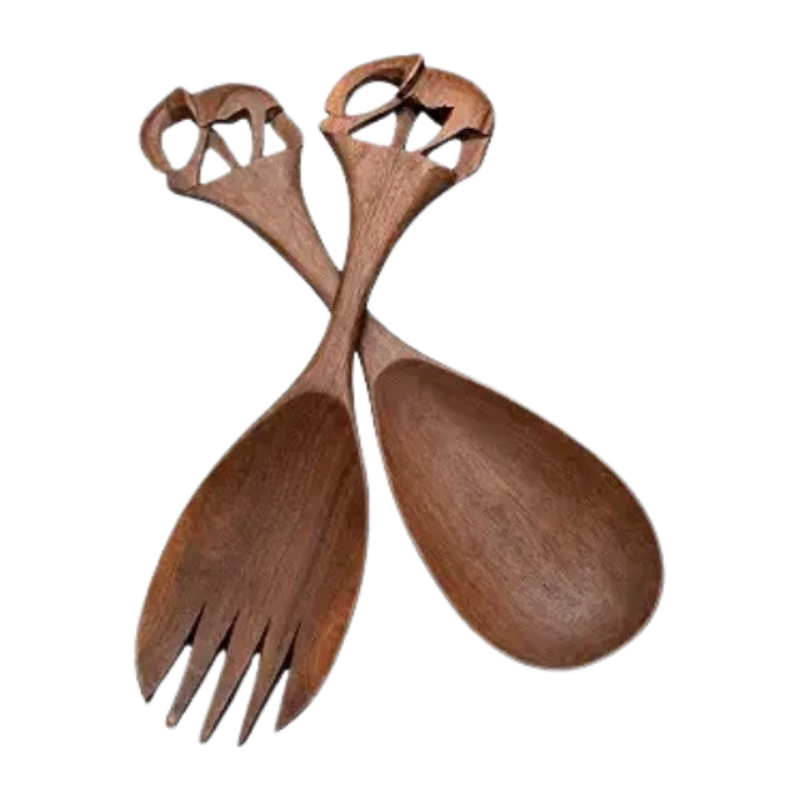 Handcrafted Kenyan Ebony Wood Salad Servers (30cm)