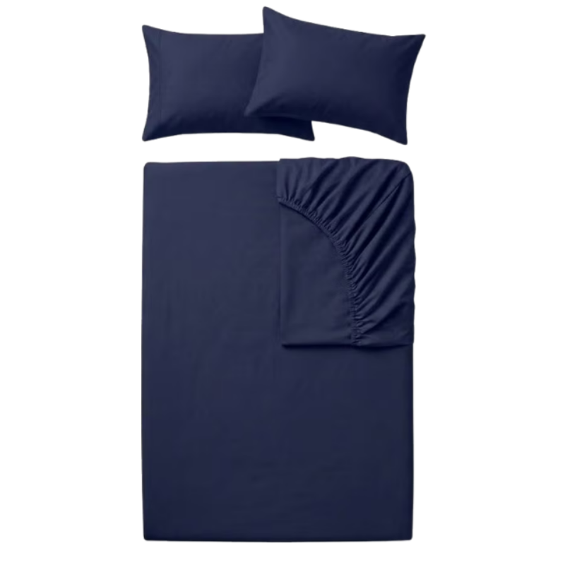 3-Piece Blue Microfiber Fitted Bedsheet Set