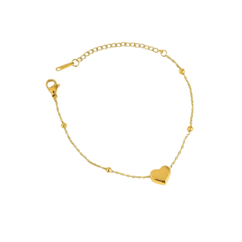 PALMONAS 18k Gold Tone Plated Hearts Charm Bracelet for Women