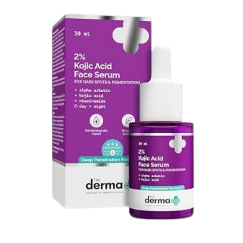 The Derma Co 2% Kojic Acid Face Serum with 1% Alpha Arbutin & Niacinamide, Deep Penetration Formula for Pigmentation, Dark Spots, Hyperpigmentation & Uneven Skin Tone, Brightening Serum All Skin, 30ml
