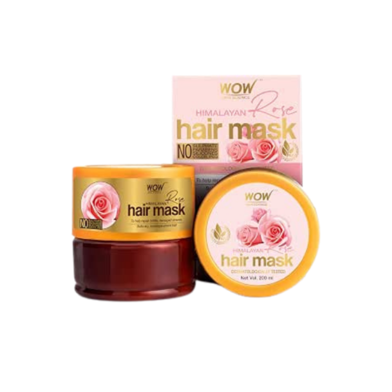 WOW Skin Science Himalayan Rose Hair Mask with Rose Hydrosol, Coconut Oil, Almond Oil & Argan Oil - For Volumnising Hair, Anti Smelly Scalp - No Parabens, Sulphate, Silicones, Color & PEG - 200mL