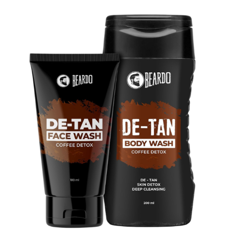 Beardo Detan Combo For Men (Set of 2) | Detan Body Wash & Detan Face Wash with Powerful Coffee Extract for Tan Removal | Hydrates & Exfoliates Men's Skin for Oil Control