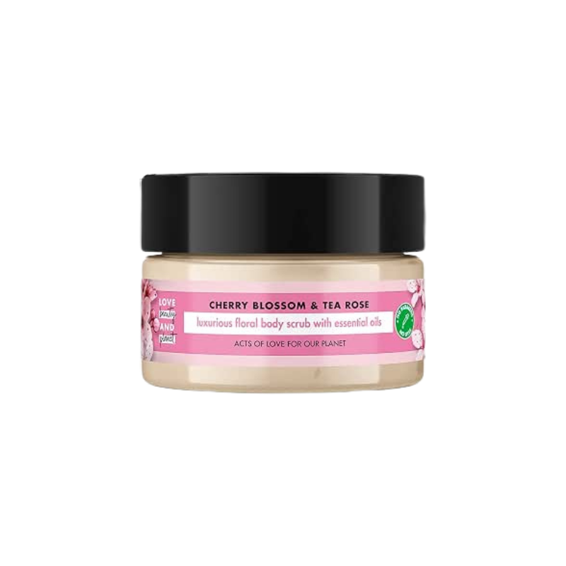 Love Beauty & Planet Cherry Blossom & Tea Rose Body Scrub |Gentle Exfoliating | Paraben Free, 200ml