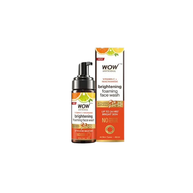WOW Skin Science Brightening Vitamin C Foaming Face Wash - with Lemon & Orange Essential Oils - For Skin Brightening - No Parabens, Sulphate, Silicones & Color - 100 ml