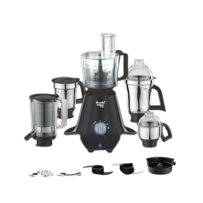 Preethi Zodiac Black Mixer Grinder for Kitchen, 5 Jars 750 Watt Mixie with Chutney Jar, Dry Grinding, Batter Grinding, Juicer & Masterchef Jar for chopping/grating (MG-261)