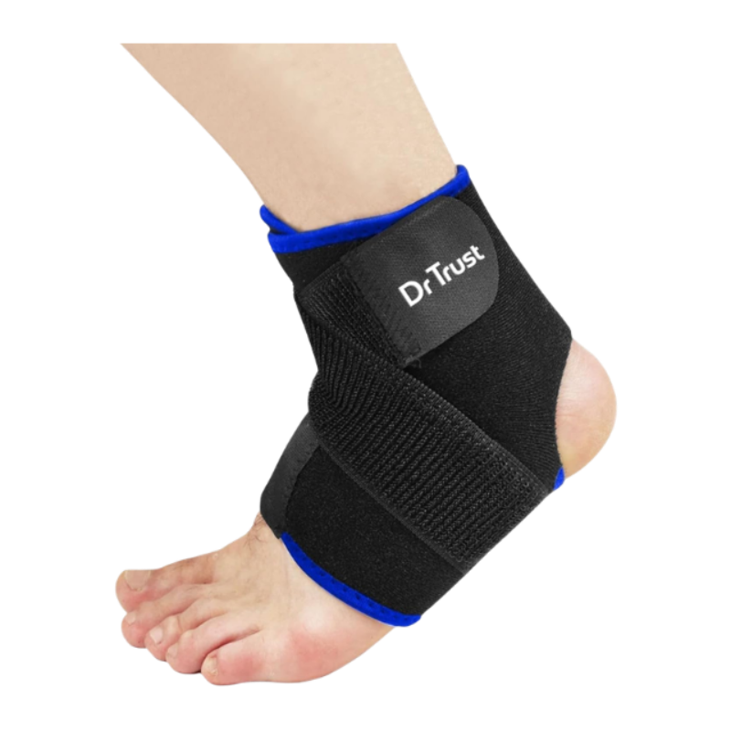 Dr Trust USA 332 Ankle Binder Orthopaedic Support Elastic Wrap Compression Strap for Foot Fracture, Broken Ankle & Injury Pain Relief, Black, Universal, 1 Unit