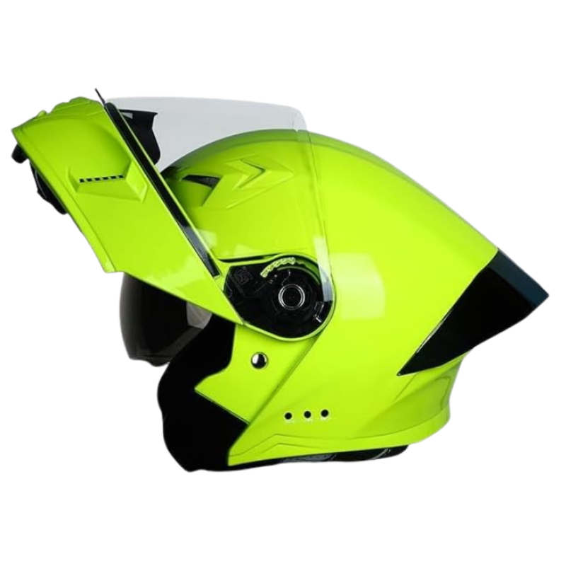 Steelbird Bluetooth Flip Up Motorcycling Helmet For Men And Women With Inner Smoke Sun Shield|Sba-20 7Wings(Medium 580 Mm,Glossy Fluo Neon)