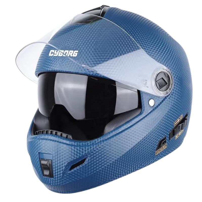 Steelbird Rox Cyborg Full Face Helmet for Men and Women with Inner Smoke Sun Shield and Outer Clear Visor