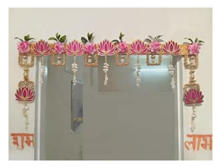 Divyakosh torans (3FT) for Entrance Door, Flower Hanging for Home Décor| Lotus Hanging for Decoration with Pink Roses & Lotus,Thoran for Decoration| Bandhanwar for Main Door,Size 37 to 41 Inch