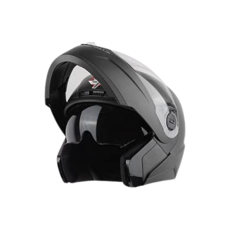 Steelbird SBA-7 7Wings ISI Certified Flip-Up Helmet for Men and Women with Inner Smoke Sun Shield (X-Large 620 MM Dashing Black)