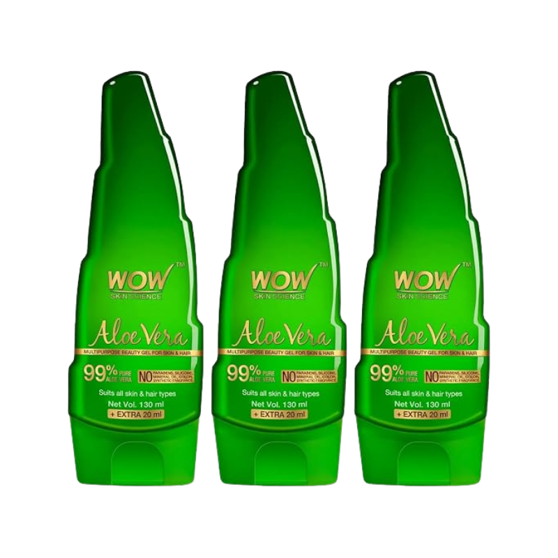 WOW Skin Science 99% Pure Aloe Vera Gel for Face, Skin & Hair - 150ml|Ultimate Gel For Glowing Skin|For Both Men and Women|Pack of 3