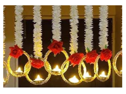 Divyakosh Set of 5 Wall Hangings for Home Decoration, Diwali Lights, Home Living Décor, Handmade Diwali Decoration Psychedelic Wall hangings, Door Valance Hanging with LED T Lights for Wedding Décor