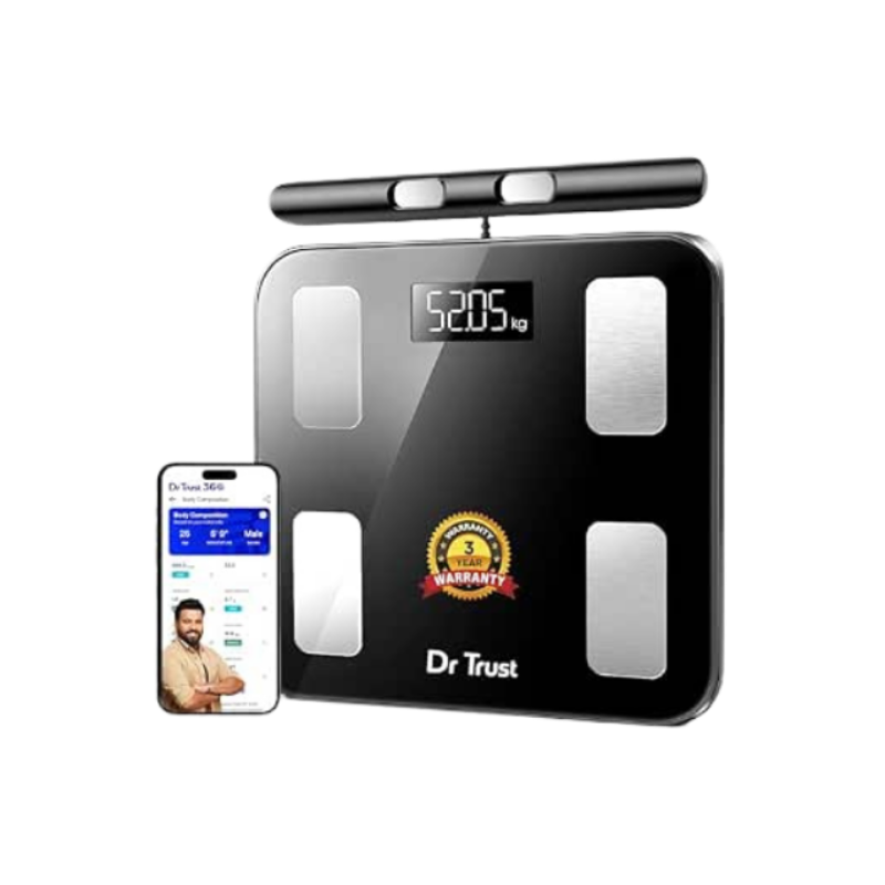 Dr Trust USA 532 Digital BMI Weighing Scale & Body Fat Analyzer, Body Composition, 8 Electrode Smart Scale Weight Machine, 29 Essential Body Parameters, Bluetooth with IOS/Android App Sync