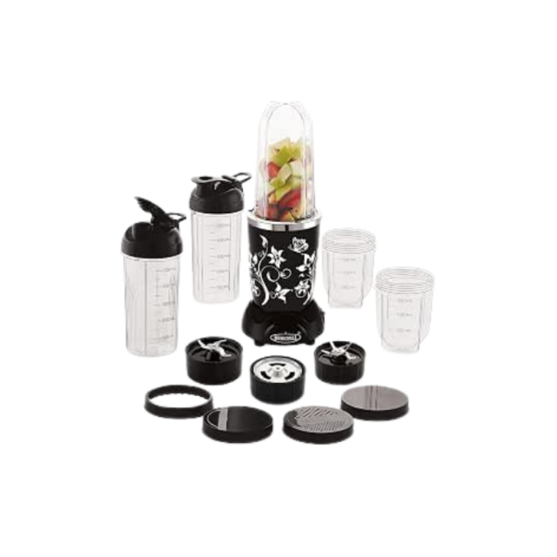 COOKWELL Acrylonitrile Butadiene Styrene Nutri Blender Mixer Grinder (5 Jars Blender Jars 3 Blades, Black), 500 Watt