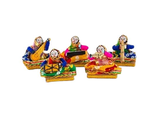 JH Gallery Recycled Material Rajasthani Musician Bawla Puppets Female Idol (7x28 cm Multicolor) -5 Piece