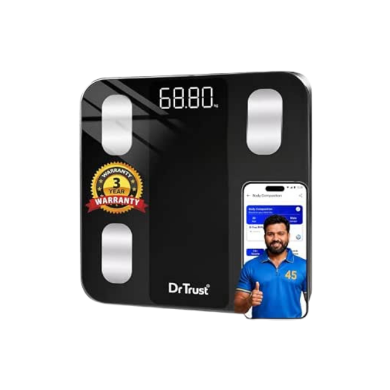 Dr Trust USA Legend Smart Scale | 20+ Parameters | US FDA approved | Unlimited Users Bluetooth BMI Weight Scale with 3 Years Warranty Weighing Machine & Body Fat Analyzer for Health Monitoring (Black)