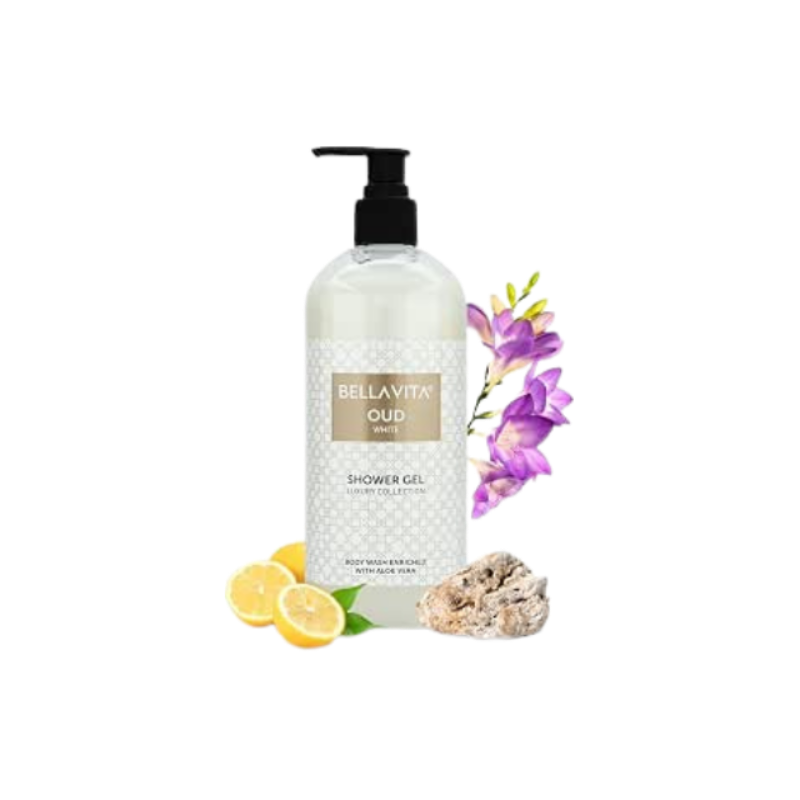Bella Vita Luxury OUD WHITE Body Wash Refreshing Shower Gel for Deep Cleansing, Hydrating, Moisturising, Softer & Smoother Skin with Aloe Vera 500 ml