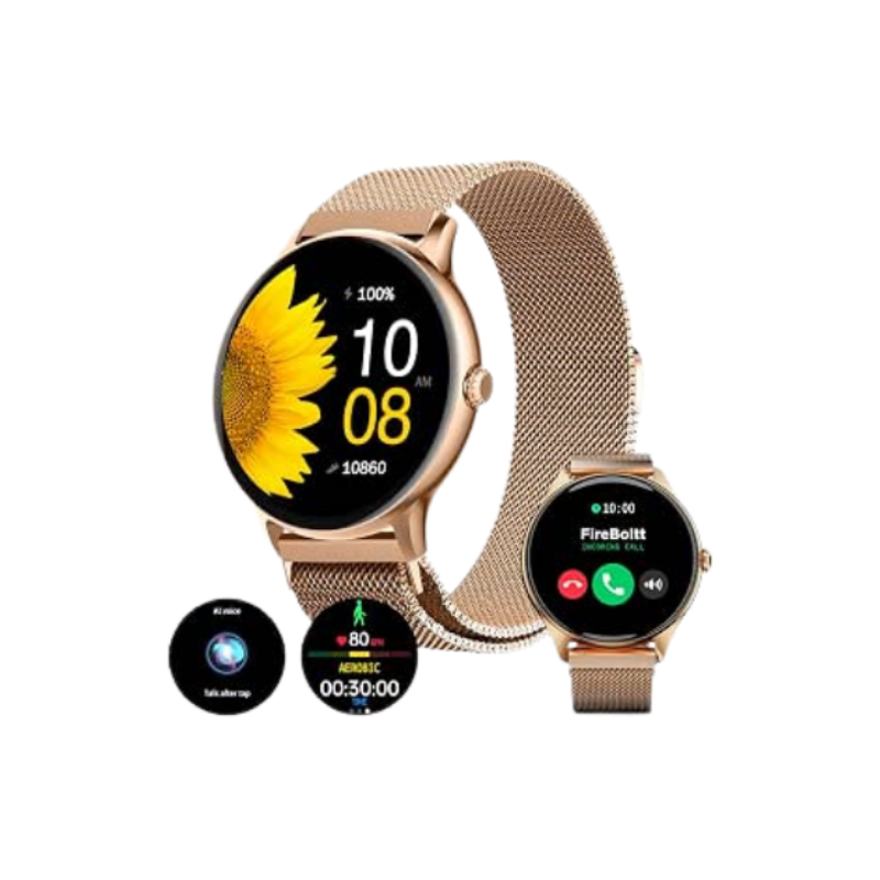 Fire-Boltt Phoenix Ultra Luxury Stainless Steel, Bluetooth Calling Smart Watch, AI Voice Assistant, Metal Body with 120+ Sports Modes, SpO2, Heart Rate Monitoring (Gold).