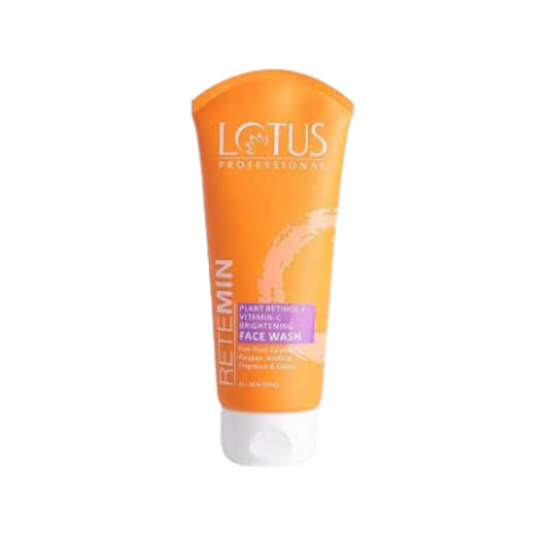 Lotus Professional Retemin Plant Retinol + Vitamin C Brightening Face Wash for Whitening and Anti-Ageing, Dark Spots & Blemishes, Cleanser for Women & Men, Paraben Free, All Skin Types, 100g