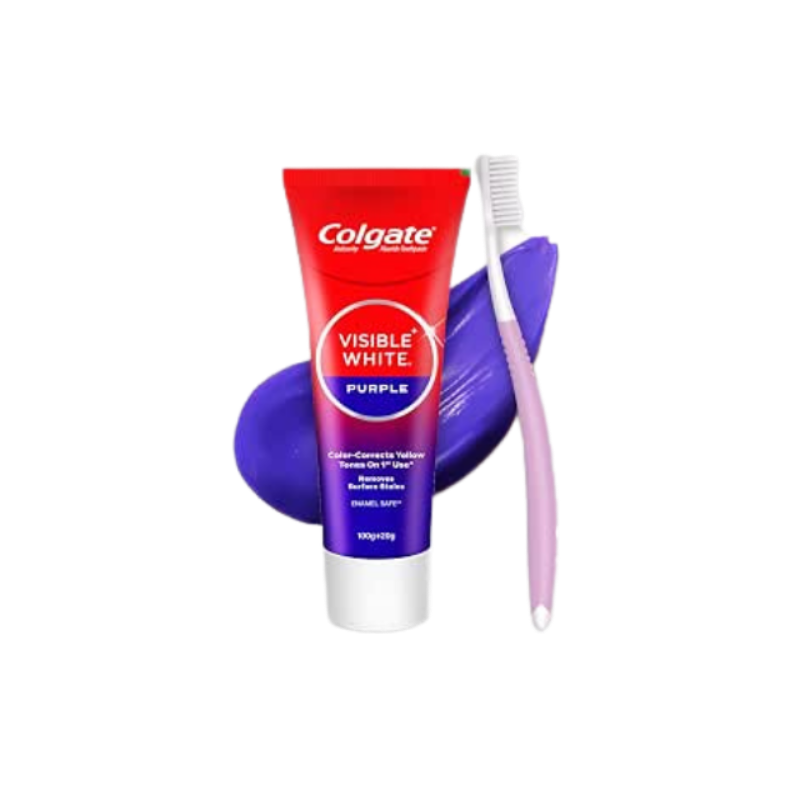 Colgate Visible White Purple Toothpaste for Teeth Whitening, Teeth Whitening Colgate Toothpaste with Fluoride, Tooth Paste Helps Remove Surface Stains, Whitens Yellow Teeth, Enamel-Safe for Daily Use