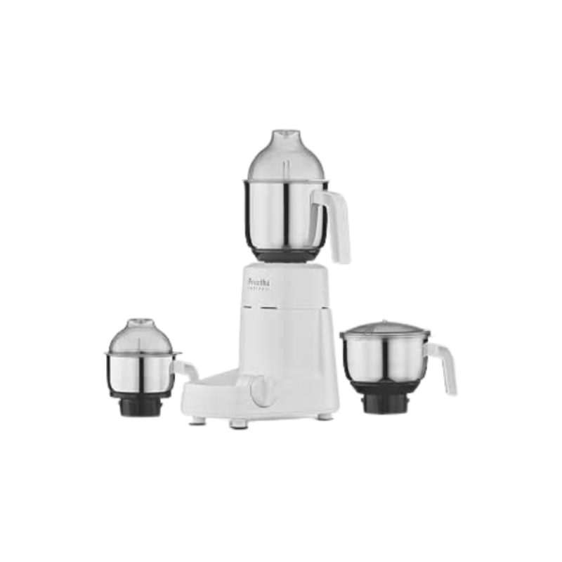 Preethi Chef Pro Mixer Grinder for Kitchen |L-shaped 750 watt Mixie, 3 jars White Including 5 Years Free Service With Life Long Service Support