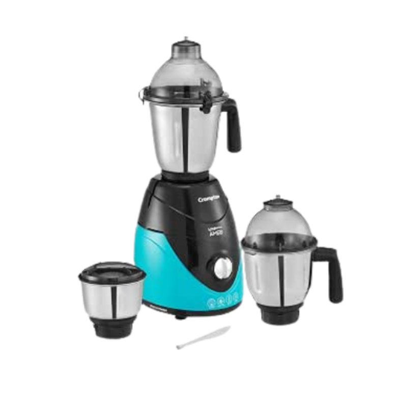 Crompton Ameo 750-Watt Mixer Grinder with MaxiGrind and Motor Vent-X Technology (3 Stainless Steel Jars) IN_74739 0.5 L, 1 L and 1.5 L Black Sea Green