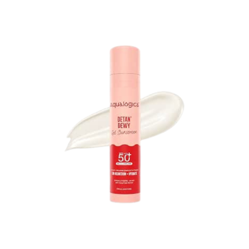 Aqualogica Detan+ Dwey Sunscreen SPF 50+ PA++++ with APF | Broad Spectrum Sun, Blue Light & Pollution Protection with Glycolic & Hyaluronic Acid, No White Cast, Lightweight & Quck Absorbing, 50g