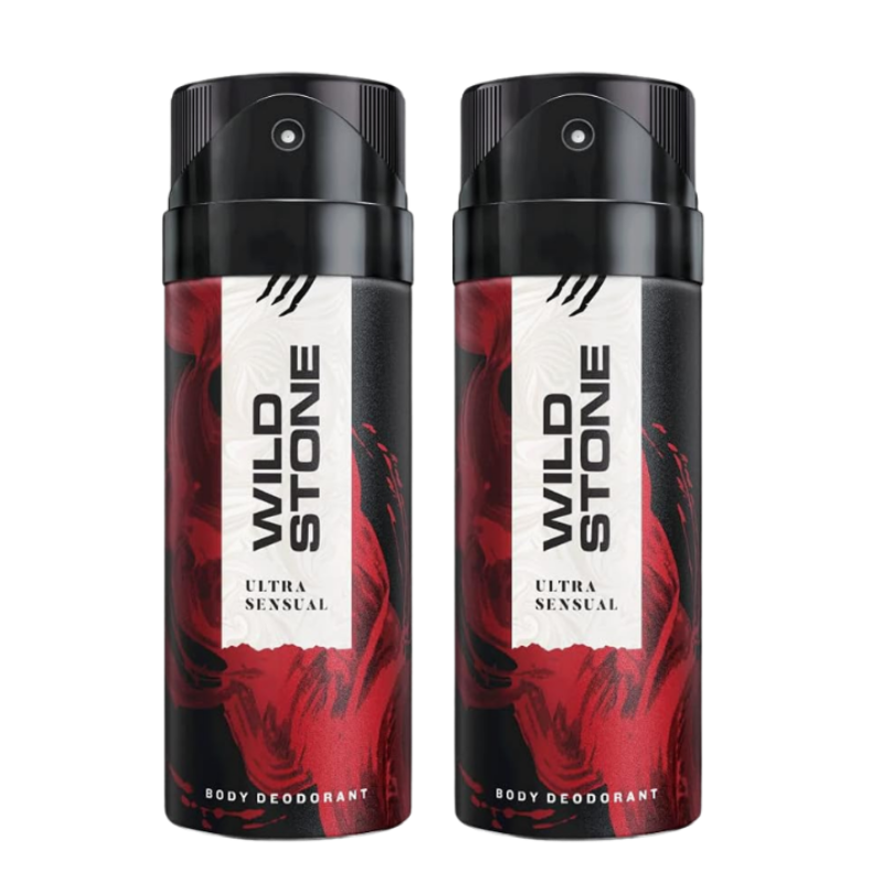 Wild Stone Ultra Sensual Deodorant for Men, Long Lasting Intense Fragrance, Pack of 2 (150ml each)