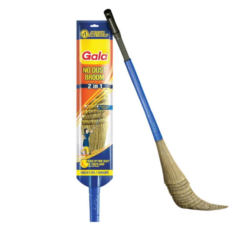 Gala No Dust Broom with Extendable Long Handle broom stick for home floor cleaning and ceiling cleaning, Jhadu for home cleaning and ceiling cleaning, Made of washable Fibers