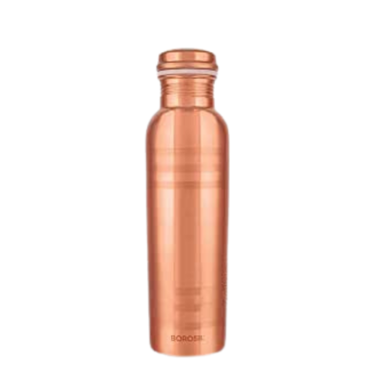 Borosil Chakra Copper Water Bottle, 100% Copper, Leak-proof, For Everyday Use, 1 L, Bronze