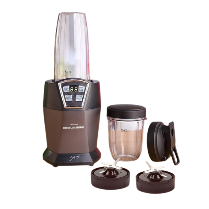 YFL Home by Chef Sanjyot Keer BlendLab Pro 2.0 Mixer Grinder, 1200W Blender for Kitchen, 2 Unbreakable Jars, 100% Copper Motor, Smoothie Maker with Preset Modes, Laser Cut SS Blades (Grey)