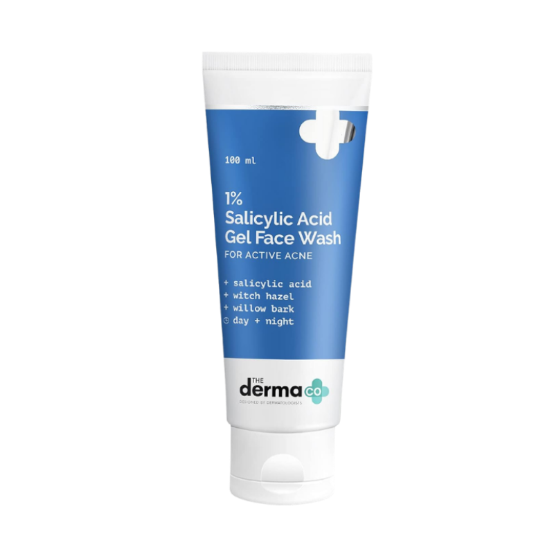 The Derma Co 1% Salicylic Acid Gel Cleanser for Oily & Acne-Prone Skin | UVA & UVB Deep Cleansing Face Wash with Witch Hazel & Willow Bark | Controls Oil, Fights Acne & Pimples | Dermat Tested, 100ml