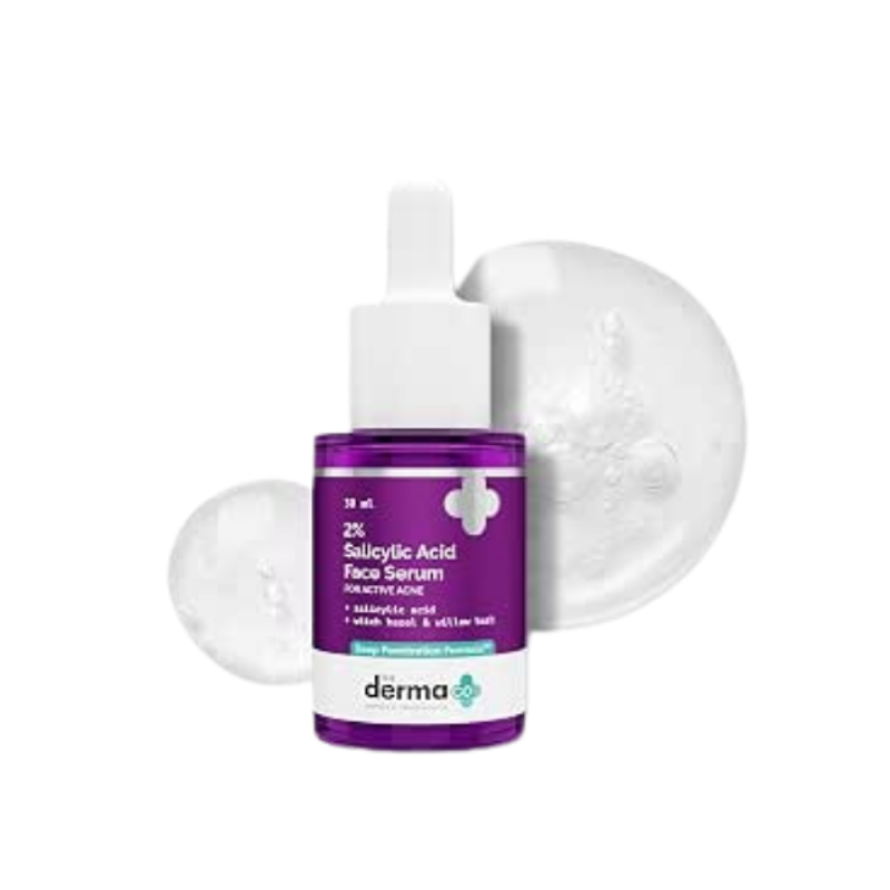 The Derma Co 2% Salicylic Acid Face Serum for Acne & Acne Marks With Witch Hazel & Willow Bark, BHA Deep Penetration Formula, Unclogs Pores & Controls Oil, For All Skin Types | Men & Women, 30ml