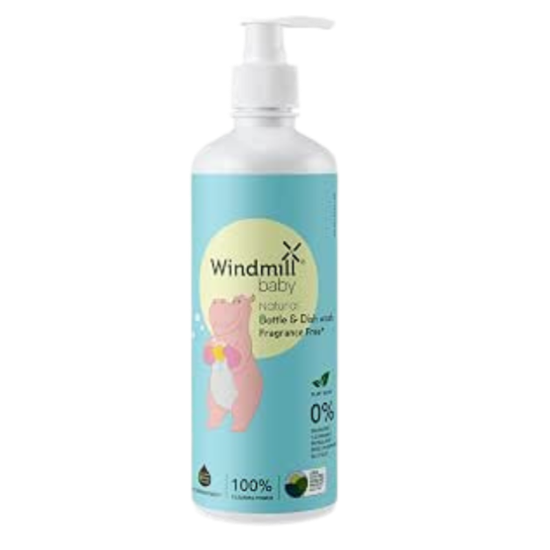Windmill baby Hypoallergenic Nautral Baby Bottle Cleanser, Fragrance Free, USDA Certified, for Teats, Milk Bottles, Pump Parts and more - 450ml