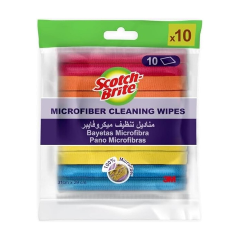 Scotch-Brite Microfiber Cloth General Purpose, Value pack, 10 units/pack | Multi-Purpose | Efficient and effective cleaning cloth | Remove dust and dirt | Cleaning cloth | Sponge cloth