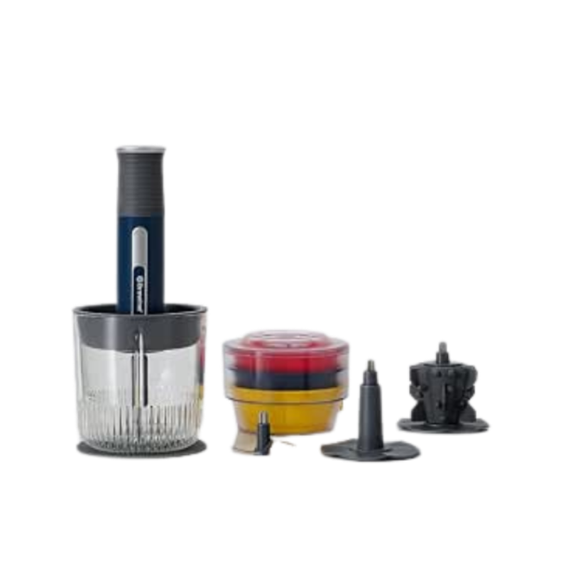 Brewine USB Cordless Vegetable Chopper & Garlic Peeler, 400ml Glass Bowl, Chop, Mince, Puree & Whisk, Stainless Steel Blades, Anti-Skid Pad, One-Touch Operation, 3 Mini Bowls Included, Rechargeable