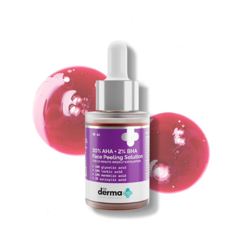 The Derma Co 30% AHA + 2% BHA Face Peeling Solution for Skin Exfoliation, Texture Refining & Acne Marks | With Glycolic, Lactic & Salicylic Acid | Weekly Use | For All Skin Types – 30ml